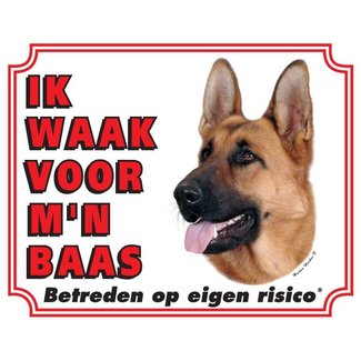 Stickerkoning Duitse Herder Waakbord - Ik waak voor mijn baas