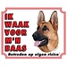 Stickerkoning Duitse Herder Waakbord - Ik waak voor mijn baas