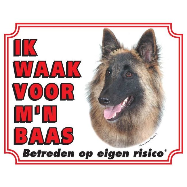 Stickerkoning Tervueren Shepherd Watch Sign - I am watching out for my