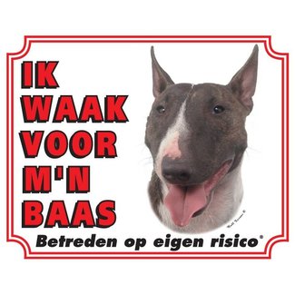 Stickerkoning Segno di guardia Bull Terrier - Sto attento al mio capo