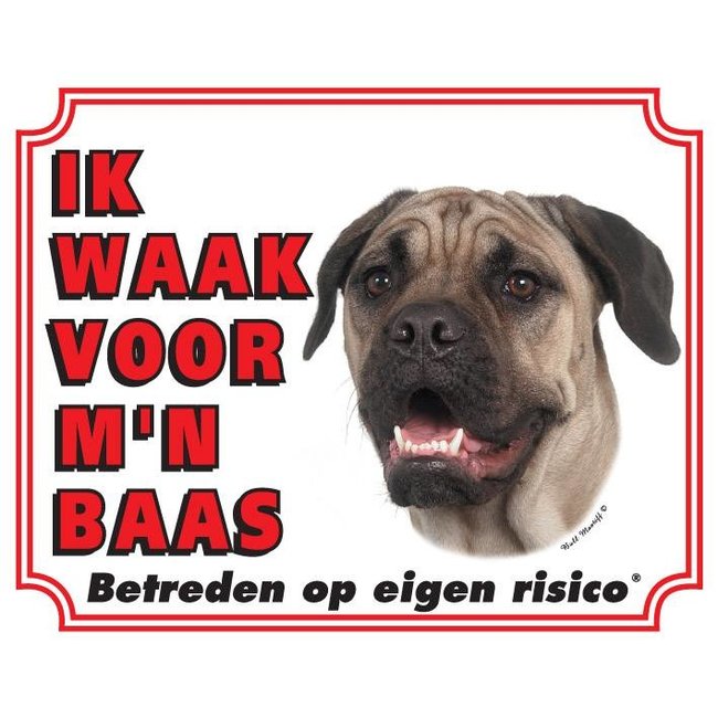 Stickerkoning Bullmastiff Watch Sign - Ich passe auf meinen Chef auf