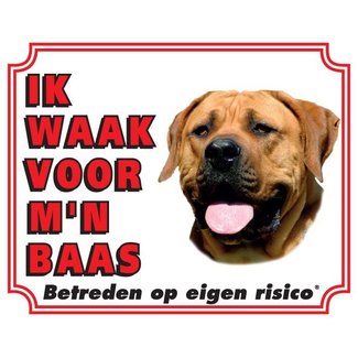 Stickerkoning Boerboel Waakbord - Ik waak voor mijn baas