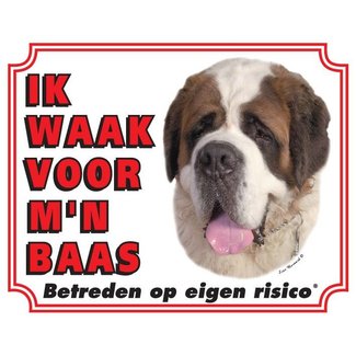 Stickerkoning Saint Bernard Watch Sign - Ich passe auf meinen Chef auf