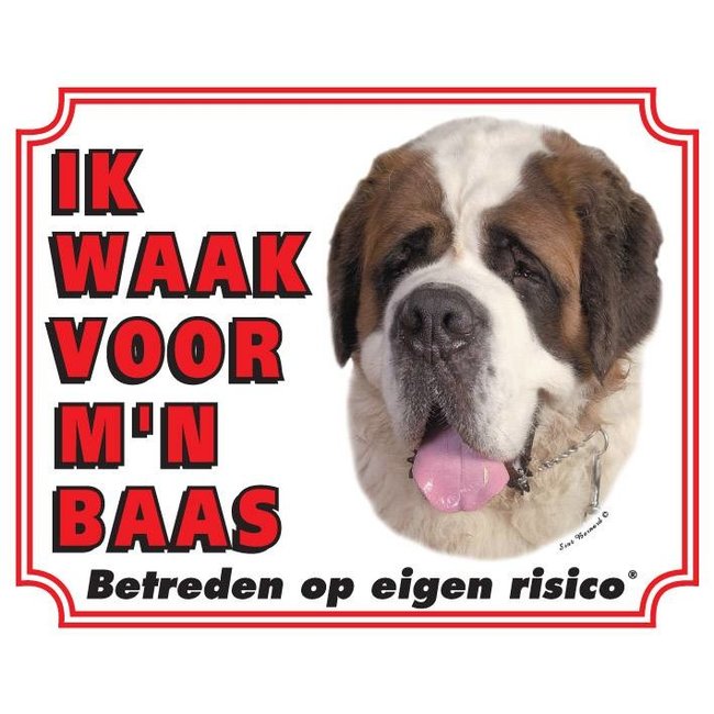 Stickerkoning Saint Bernard Watch Sign - Ich passe auf meinen Chef auf