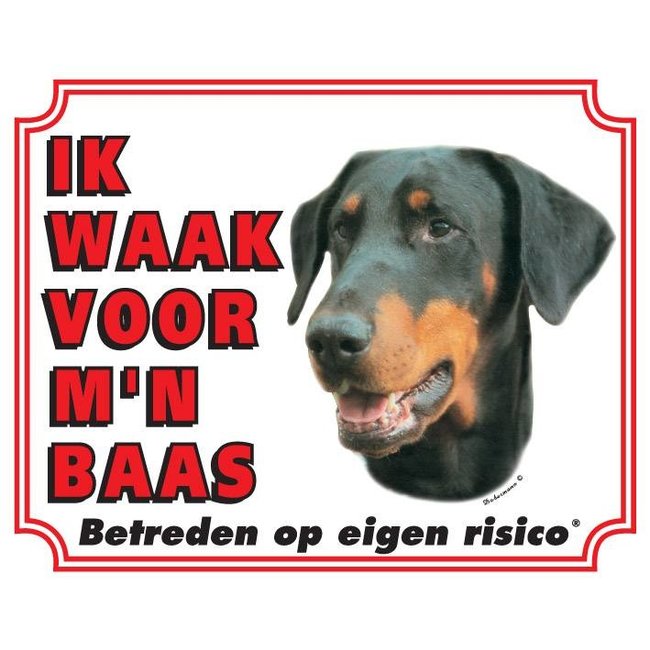 Stickerkoning Doberman Watch Sign - Ich passe auf meinen Chef auf