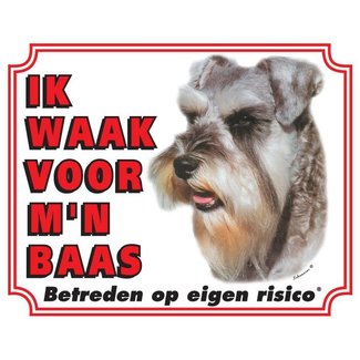 Stickerkoning Schnauzer Waakbord - Ik waak voor mijn baas