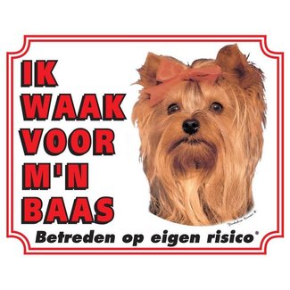 Stickerkoning Yorkshire Terrier Watch Sign - Je veille sur mon patron