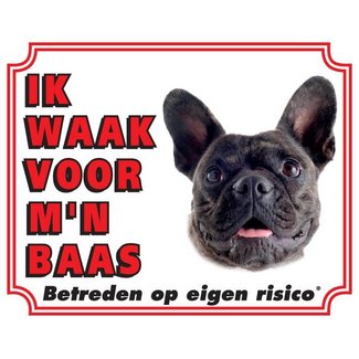 Stickerkoning Signe de surveillance pour bouledogue français - Je veille sur mon patron