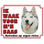 Stickerkoning Siberian Husky Watch Sign - Je veille sur mon maître