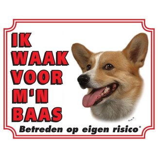 Stickerkoning Welsh Corgi Watch Sign - Ich passe auf meinen Chef auf