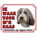 Stickerkoning Bearded Collie Waakbord - Ik waak voor mijn baas