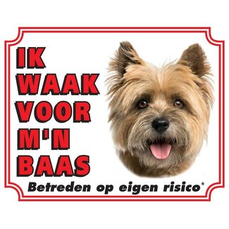 Stickerkoning Cairn Terrier Watch Sign - I am watching out for my boss Blonde
