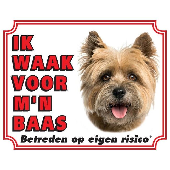 Stickerkoning Cairn Terrier Watch Sign - Ich passe auf meinen Chef auf Blonde