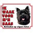 Stickerkoning Cairn Terrier Watch Sign - I am watching out for my master Brown