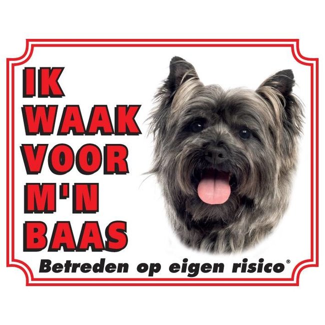 Stickerkoning Cairn Terrier Watch Sign - Ich passe auf mein Herrchen auf Grey