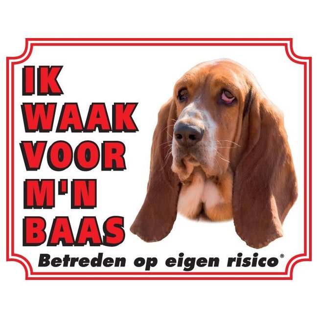 Stickerkoning Basset Hound Watch Sign - I am watching out for my master