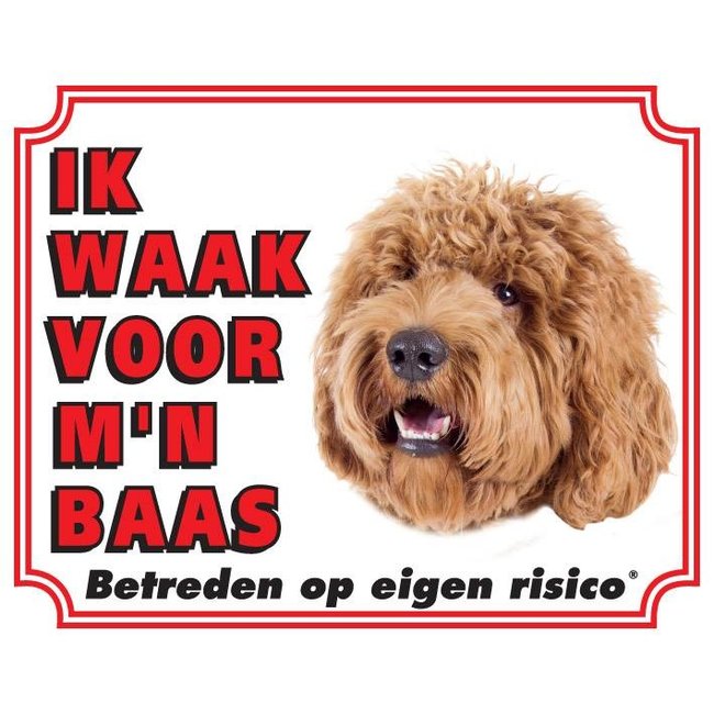 Labradoodle Waakbord - Ik waak voor mijn baas blond