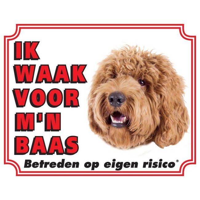 Stickerkoning Labradoodle Watch Sign - I am watching out for my boss blonde
