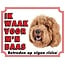 Stickerkoning Labradoodle Waakbord - Ik waak voor mijn baas blond