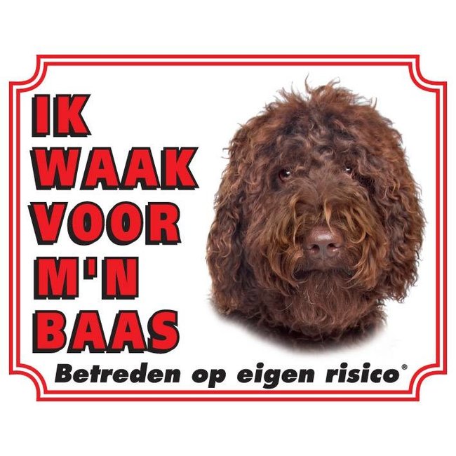 Stickerkoning Labradoodle Watch Sign - I am watching out for my boss Brown