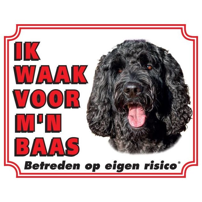 Labradoodle Waakbord - Ik waak voor mijn baas Zwart