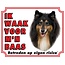 Stickerkoning Schotse Herder / Collie Waakbord - Ik waak Zwart