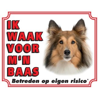 Stickerkoning Signe de surveillance du chien de berger Shetland - Je surveille le marron