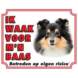 Stickerkoning Signe de surveillance pour chien de berger Shetland - Je surveille le noir