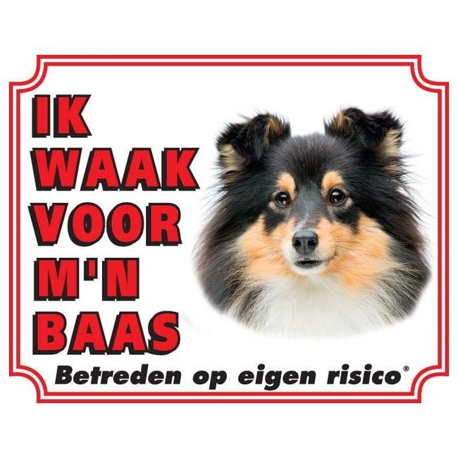 Shetland Sheepdog Waakbord - Ik waak voor Zwart