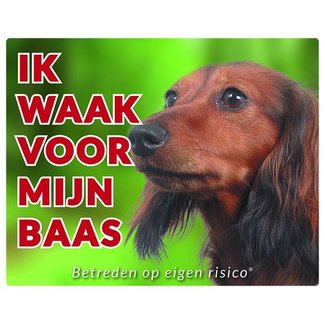 Stickerkoning Dachshund Watch Sign - Vigilo a mi jefe Longhair