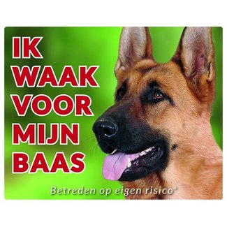 Stickerkoning Duitse Herder Waakbord - Ik waak voor mijn baas