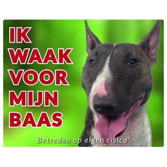 Stickerkoning Bull Terrier Watch Sign - Ich passe auf meinen Chef auf