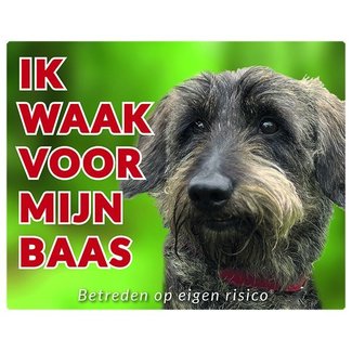 Stickerkoning Dachshund Watch sign - I am watching out for my master Smooth-haired