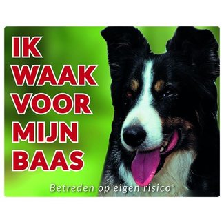 Stickerkoning Border Collie Watch Sign - Je veille sur mon maître