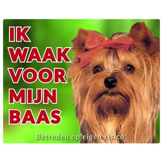 Stickerkoning Yorkshire Terrier Watch Sign - Je veille sur mon patron