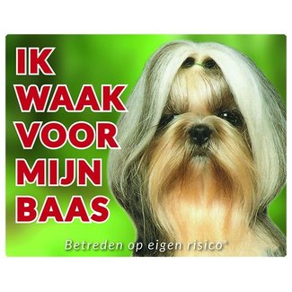 Stickerkoning Shih Tzu Waakbord - Ik waak voor mijn baas