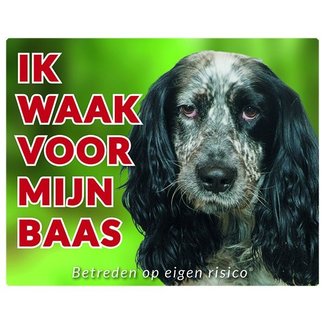 Stickerkoning English Cocker Spaniel Watchman sign - I am watching out for my