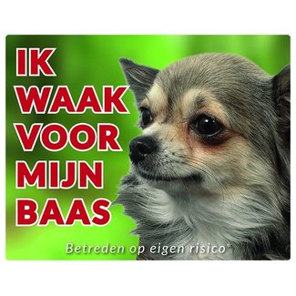 Stickerkoning Chihuahua Waakbord - Ik waak voor mijn Langhaar