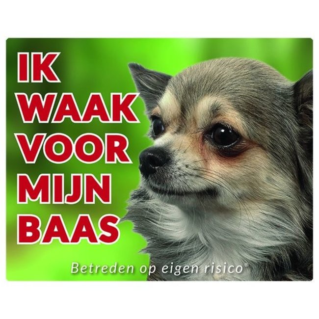 Stickerkoning Chihuahua Watch Sign - I am watching out for my Longhair