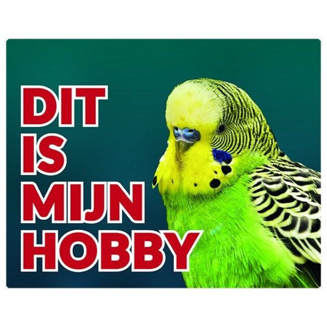Stickerkoning Budgerigar Watch Sign - This is my hobby Yellow-green