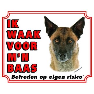 Stickerkoning Malinois Guard Schild - Ich passe auf meinen Chef auf