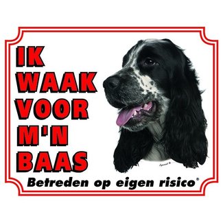 Stickerkoning English Cocker Spaniel Watchman sign - I am watching out for my