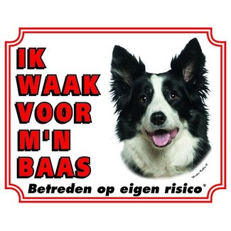 Stickerkoning Border Collie Watch Sign - Ich passe auf mein Herrchen auf