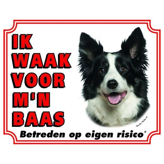 Stickerkoning Border Collie Waakbord - Ik waak voor mijn baas