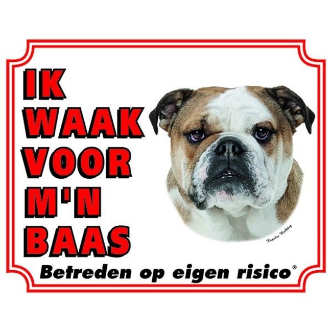 Stickerkoning Signe de montre Bulldog anglais - Je veille sur mon patron