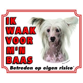 Stickerkoning Chinese Crested Dog Watch Sign - Ich passe auf für