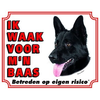 Stickerkoning Duitse Herder Zwart Waakbord - Ik waak voor mijn baas