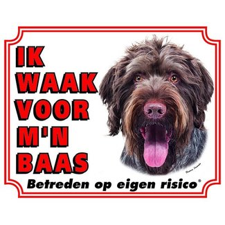 Stickerkoning Duitse Staande Ruwhaar Waakbord - Ik waak voor mijn baas