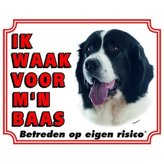 Stickerkoning Landseer Waakbord - Ik waak voor mijn baas