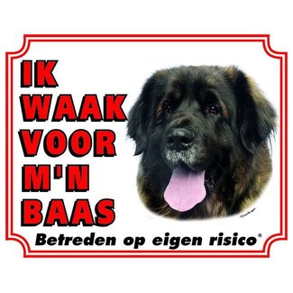 Stickerkoning Leonberger Watch Schild - Ich passe auf meinen Chef auf